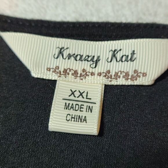 Beautiful embroidered black women's XXL tunic dress top - Picture 5 of 7